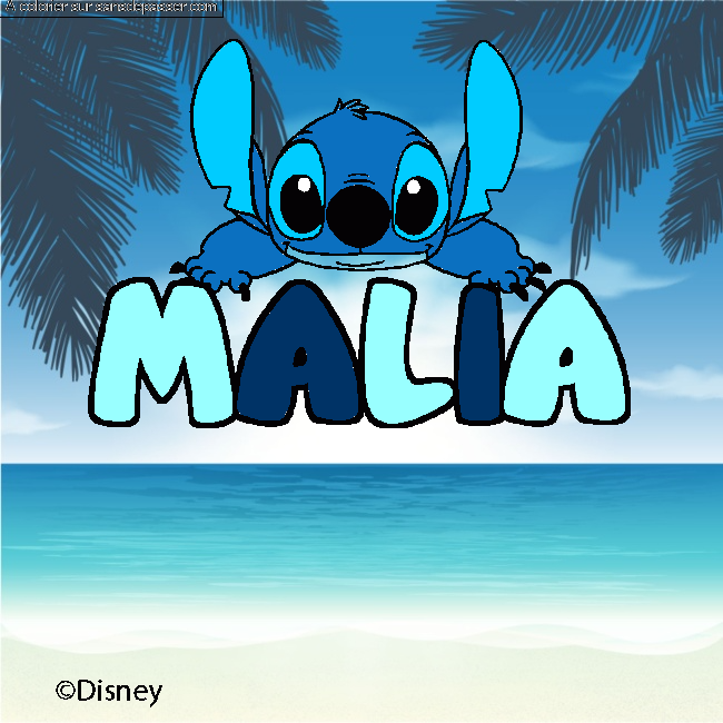 Coloriage pr&eacute;nom MALIA - d&eacute;cor Stitch par un invit&eacute;