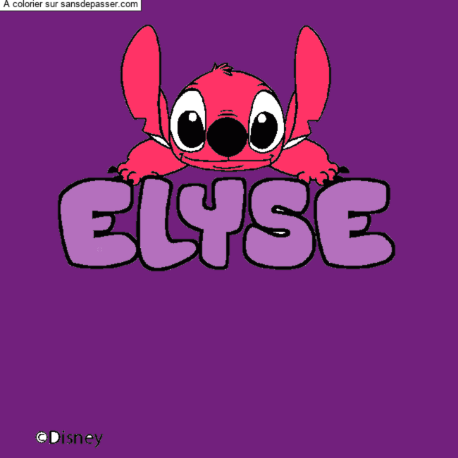 Coloriage pr&eacute;nom ELYSE - d&eacute;cor Stitch par un invit&eacute;