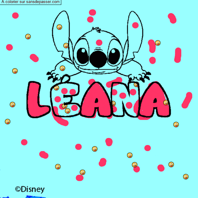 Coloriage L&Eacute;ANA - d&eacute;cor Stitch