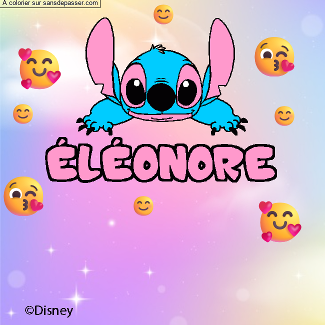 Coloriage pr&eacute;nom &Eacute;L&Eacute;ONORE - d&eacute;cor Stitch par un invit&eacute;