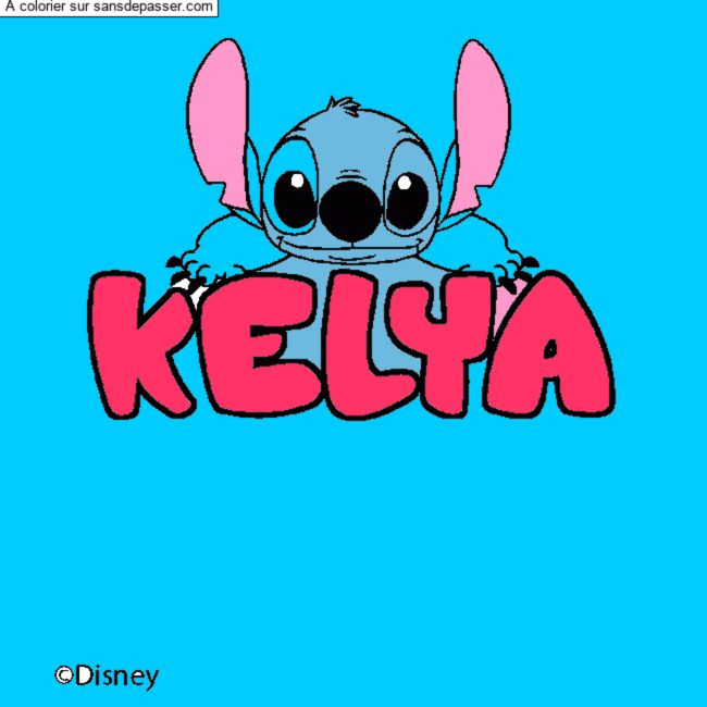 Coloriage pr&eacute;nom KELYA - d&eacute;cor Stitch par un invit&eacute;