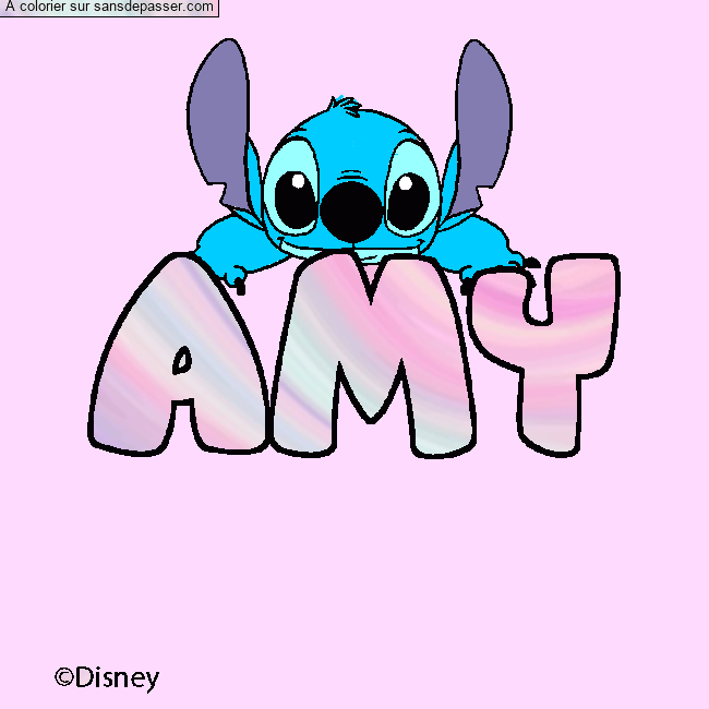 Coloriage pr&eacute;nom AMY - d&eacute;cor Stitch par mimi 8007