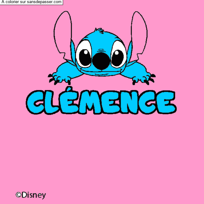 Coloriage pr&eacute;nom CL&Eacute;MENCE - d&eacute;cor Stitch par un invit&eacute;