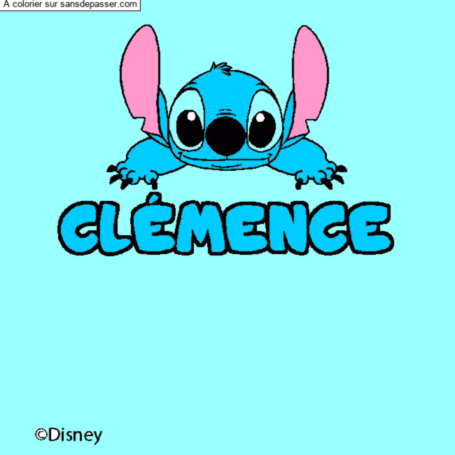 Coloriage pr&eacute;nom CL&Eacute;MENCE - d&eacute;cor Stitch par un invit&eacute;