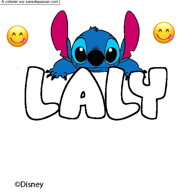 Coloriage pr&eacute;nom LALY - d&eacute;cor Stitch par un invit&eacute;