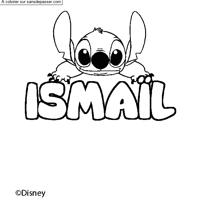 Coloriage Coloriage pr&eacute;nom ISMA&Iuml;L - d&eacute;cor Stitch par un invit&eacute;