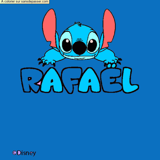 Coloriage pr&eacute;nom RAFA&Euml;L - d&eacute;cor Stitch par un invit&eacute;