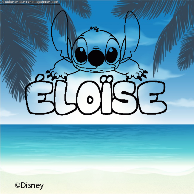 Coloriage Coloriage pr&eacute;nom &Eacute;LO&Iuml;SE - d&eacute;cor Stitch par un invit&eacute;