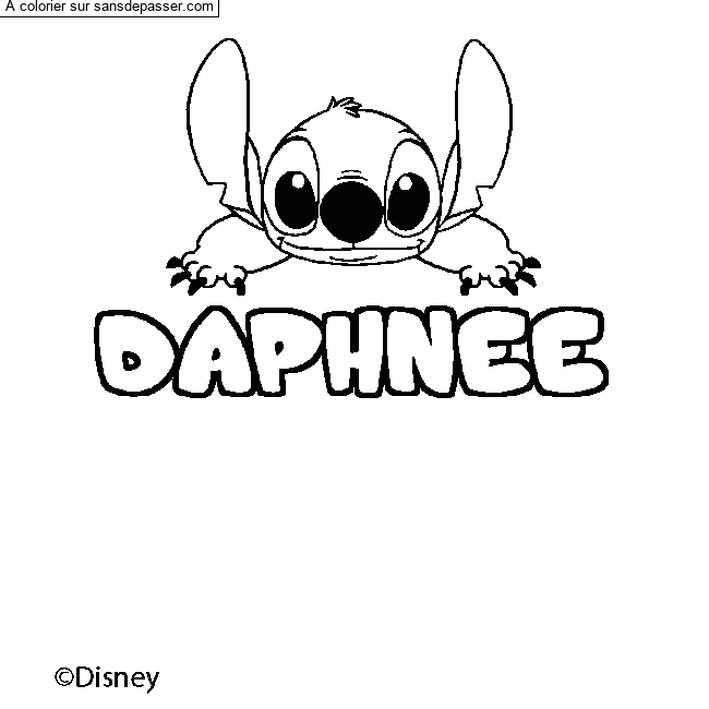Coloriage pr&eacute;nom DAPHNEE - d&eacute;cor Stitch par un invit&eacute;
