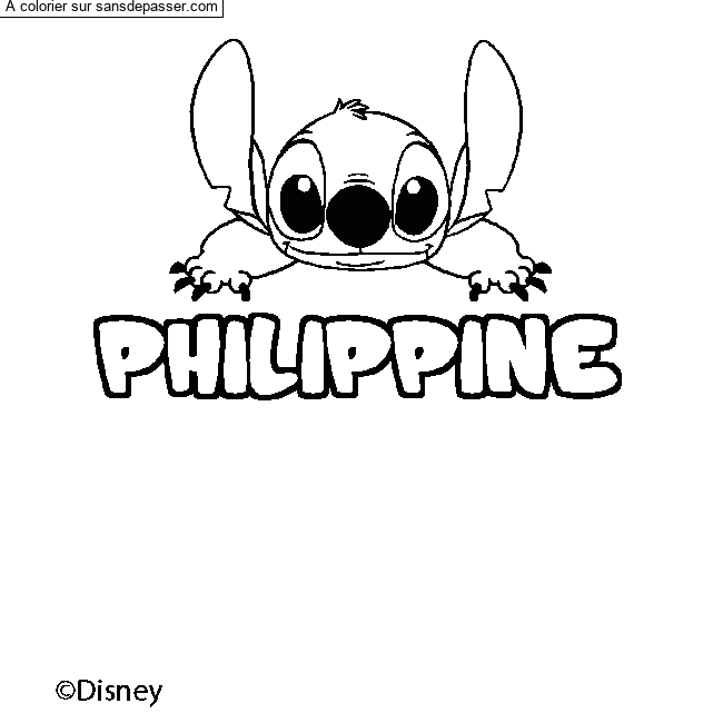 Coloriage pr&eacute;nom PHILIPPINE - d&eacute;cor Stitch par un invit&eacute;