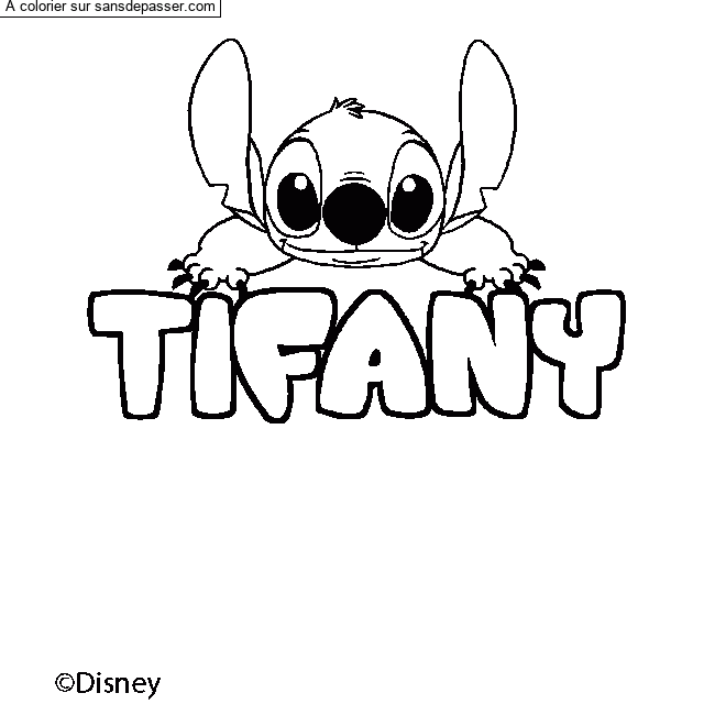 Coloriage pr&eacute;nom TIFANY - d&eacute;cor Stitch par un invit&eacute;