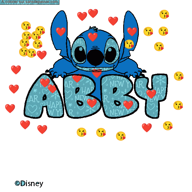 Coloriage pr&eacute;nom ABBY - d&eacute;cor Stitch par lolomarcha