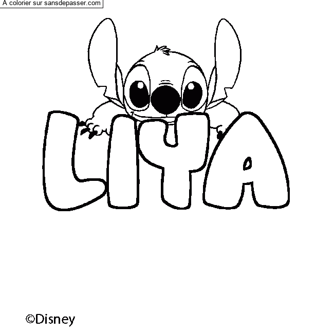 Coloriage pr&eacute;nom LIYA - d&eacute;cor Stitch par un invit&eacute;