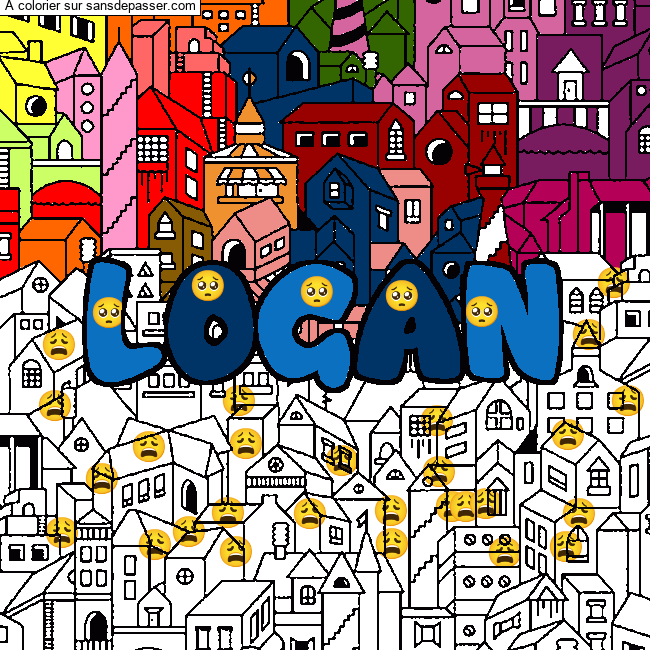 Coloriage pr&eacute;nom LOGAN - d&eacute;cor Ville par un invit&eacute;