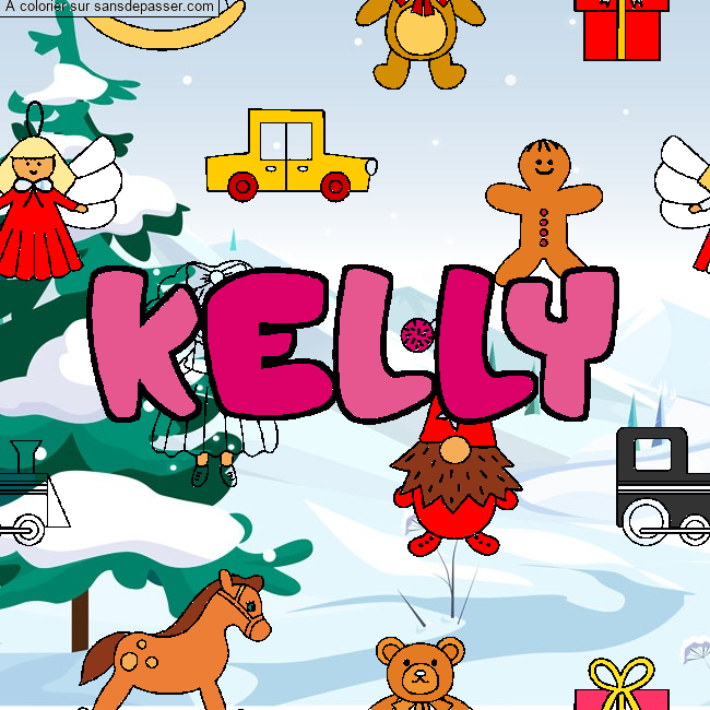 Coloriage Coloriage pr&eacute;nom KELLY - d&eacute;cor Jouets par kellychouchou