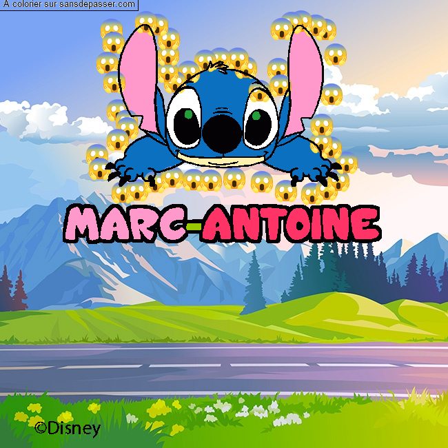 Coloriage prénom MARC-ANTOINE - décor Stitch par chamje01@csenergie.qc.ca