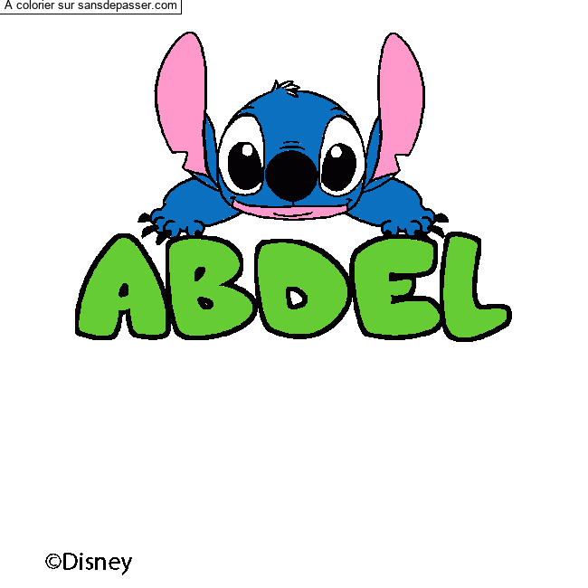 Coloriage pr&eacute;nom ABDEL - d&eacute;cor Stitch par un invit&eacute;