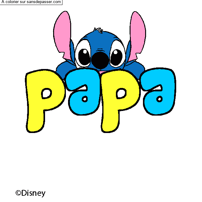 Coloriage pr&eacute;nom papa - d&eacute;cor Stitch par un invit&eacute;