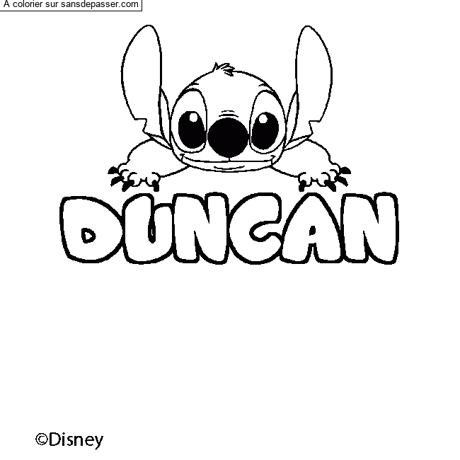 Coloriage pr&eacute;nom DUNCAN - d&eacute;cor Stitch par un invit&eacute;