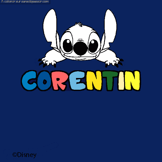 Coloriage pr&eacute;nom CORENTIN - d&eacute;cor Stitch par un invit&eacute;