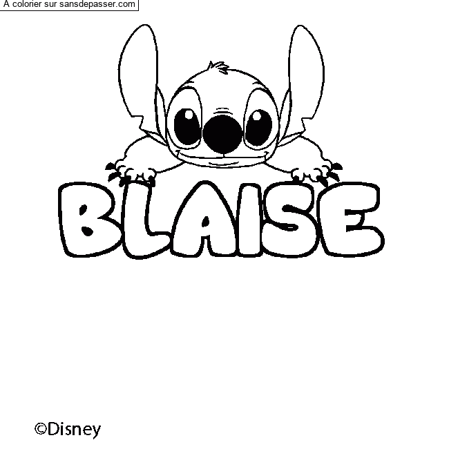 Coloriage Coloriage pr&eacute;nom BLAISE - d&eacute;cor Stitch par un invit&eacute;