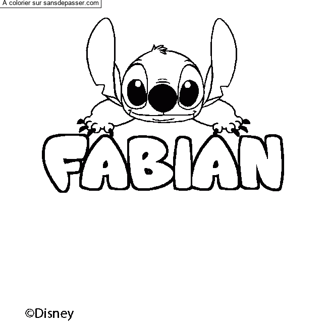 Coloriage pr&eacute;nom FABIAN - d&eacute;cor Stitch par un invit&eacute;