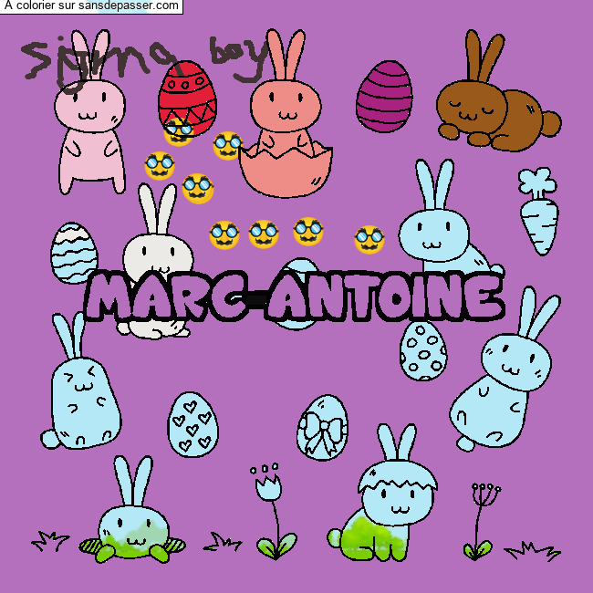 Coloriage pr&eacute;nom MARC-ANTOINE - d&eacute;cor Paques par qaxwsedcrfvtgbyhnujmiklop