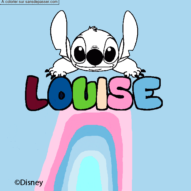 Coloriage pr&eacute;nom LOUISE - d&eacute;cor Stitch par un invit&eacute;