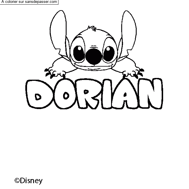 Coloriage Coloriage pr&eacute;nom DORIAN - d&eacute;cor Stitch par un invit&eacute;