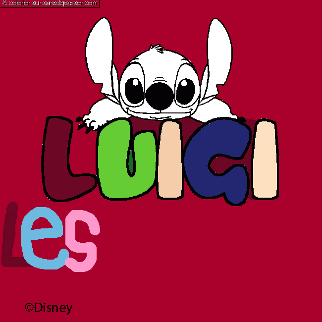 Coloriage Coloriage pr&eacute;nom LUIGI - d&eacute;cor Stitch par un invit&eacute;