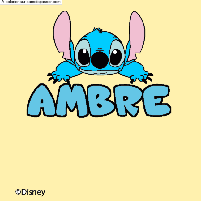 Coloriage Coloriage pr&eacute;nom AMBRE - d&eacute;cor Stitch par un invit&eacute;