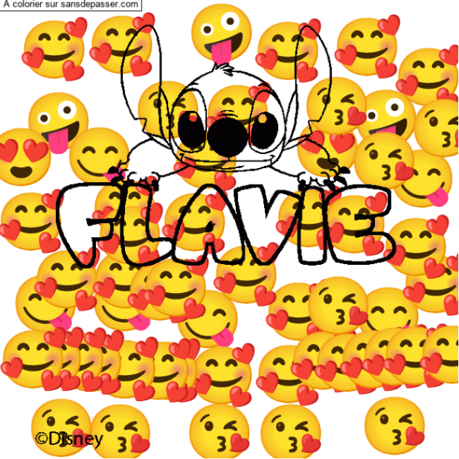 Coloriage Coloriage pr&eacute;nom FLAVIE - d&eacute;cor Stitch par un invit&eacute;