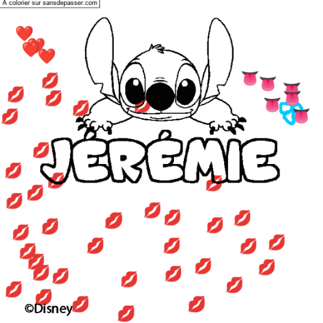 Coloriage Coloriage pr&eacute;nom J&Eacute;R&Eacute;MIE - d&eacute;cor Stitch par Lyvia