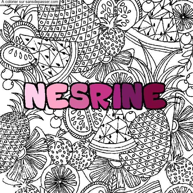 Coloriage NESRINE - d&eacute;cor Mandala fruits