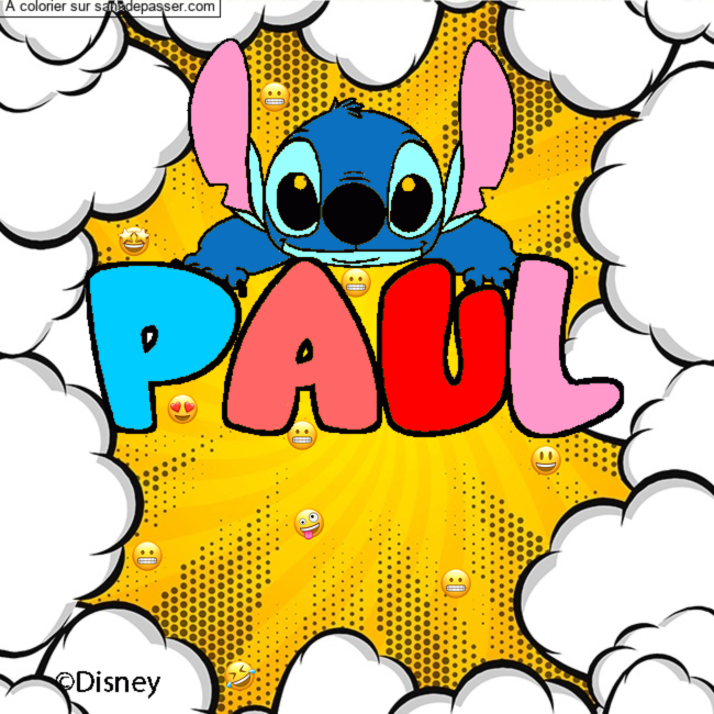 Coloriage Coloriage pr&eacute;nom PAUL - d&eacute;cor Stitch par un invit&eacute;