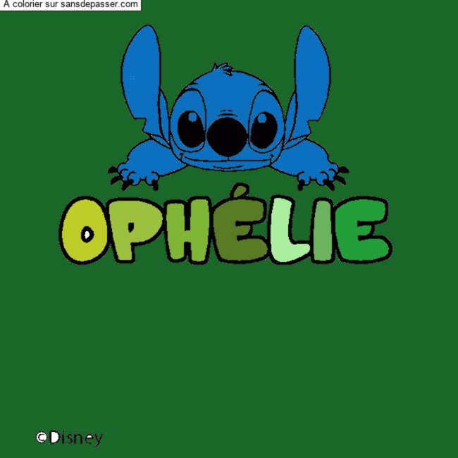 Coloriage Coloriage pr&eacute;nom OPH&Eacute;LIE - d&eacute;cor Stitch par Ibtissem