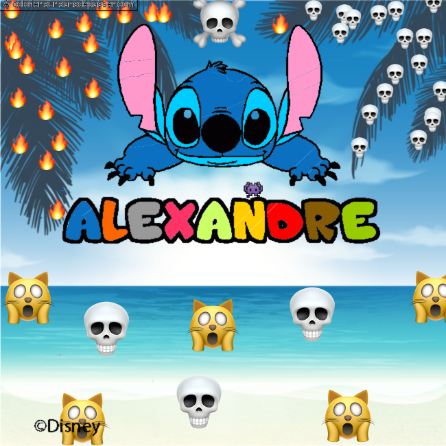 Coloriage Coloriage pr&eacute;nom ALEXANDRE - d&eacute;cor Stitch par un invit&eacute;