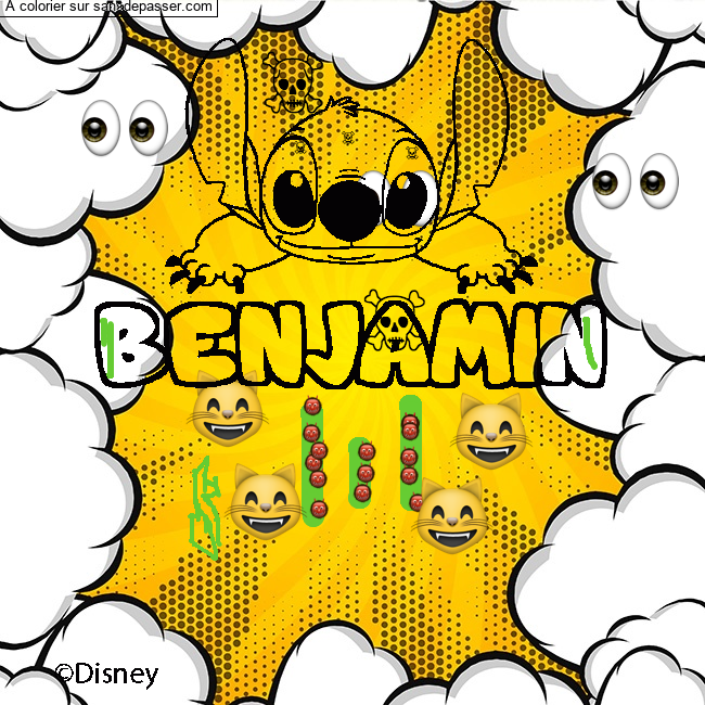 Coloriage Coloriage pr&eacute;nom BENJAMIN - d&eacute;cor Stitch par un invit&eacute;