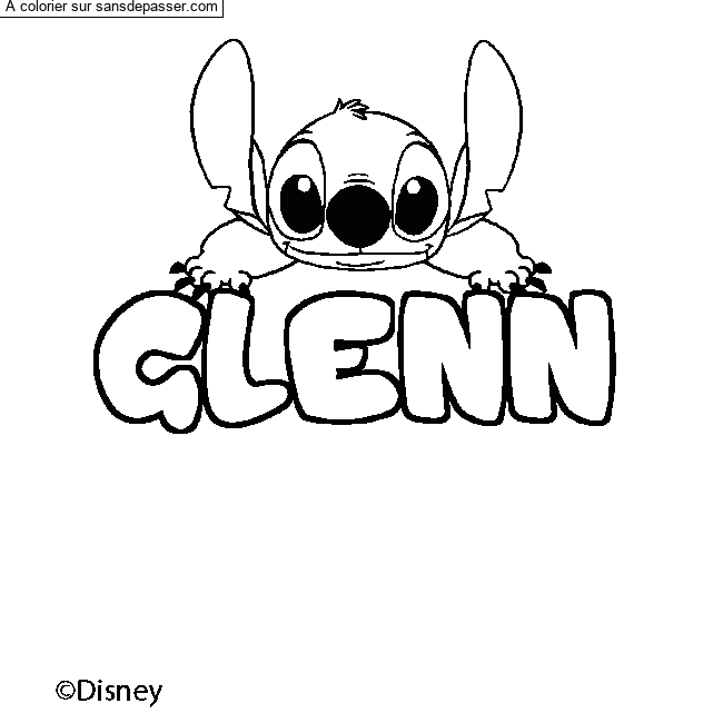 Coloriage Coloriage pr&eacute;nom GLENN - d&eacute;cor Stitch par un invit&eacute;