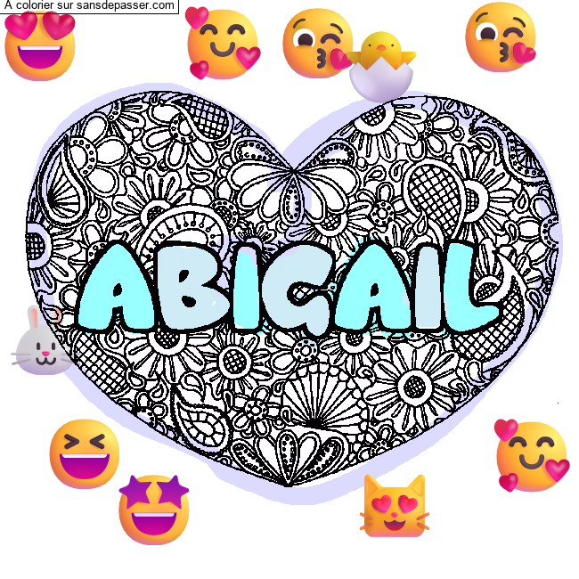Coloriage Coloriage pr&eacute;nom ABIGAIL - d&eacute;cor Mandala coeur par un invit&eacute;