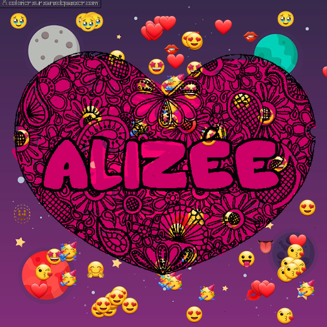 Coloriage Coloriage pr&eacute;nom ALIZ&Eacute;E - d&eacute;cor Mandala coeur par un invit&eacute;