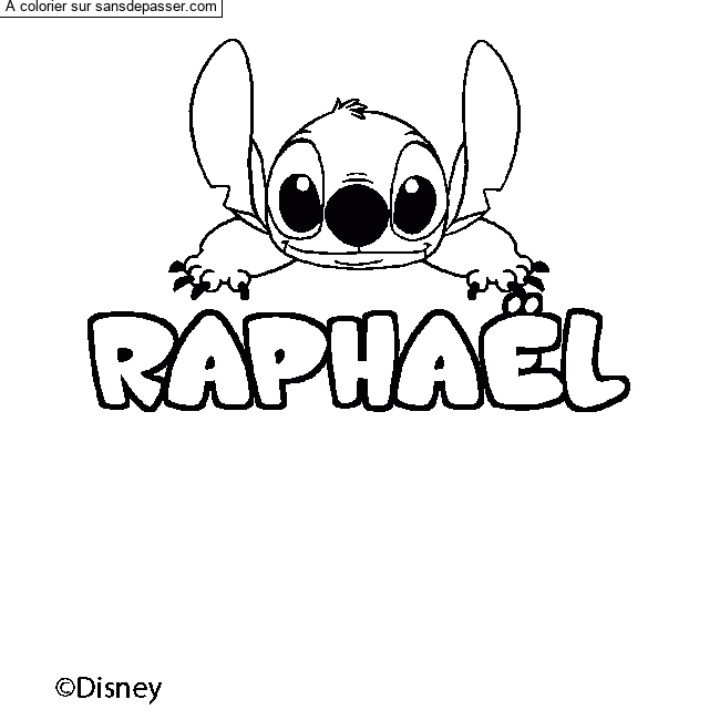 Coloriage Coloriage pr&eacute;nom RAPHA&Euml;L - d&eacute;cor Stitch par un invit&eacute;