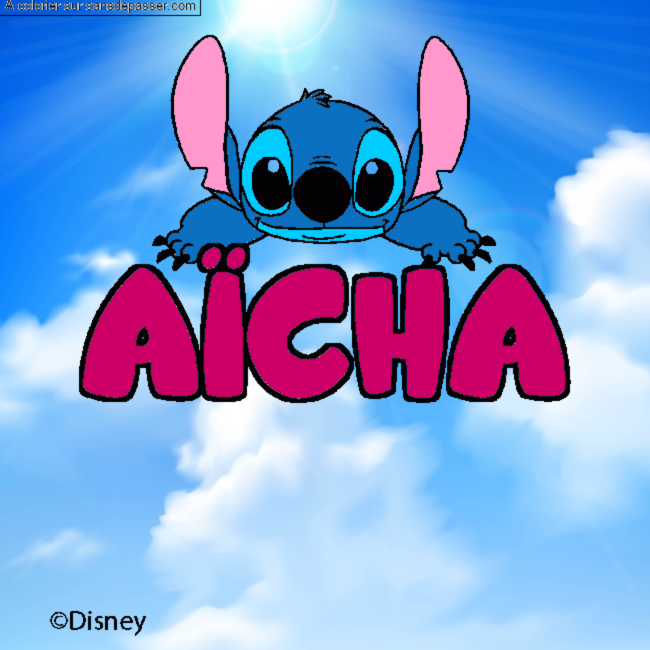 Coloriage Coloriage pr&eacute;nom A&Iuml;CHA - d&eacute;cor Stitch par un invit&eacute;