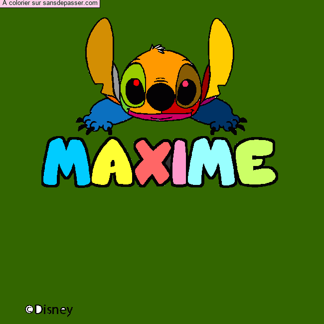 Coloriage Coloriage pr&eacute;nom MAXIME - d&eacute;cor Stitch par maxoulu