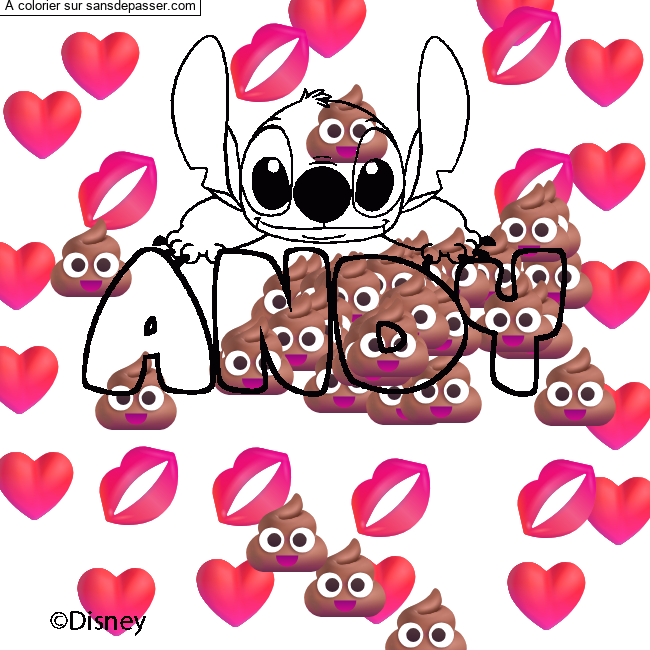 Coloriage Coloriage pr&eacute;nom ANDY - d&eacute;cor Stitch par un invit&eacute;