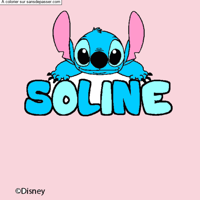 Coloriage pr&eacute;nom SOLINE - d&eacute;cor Stitch par un invit&eacute;