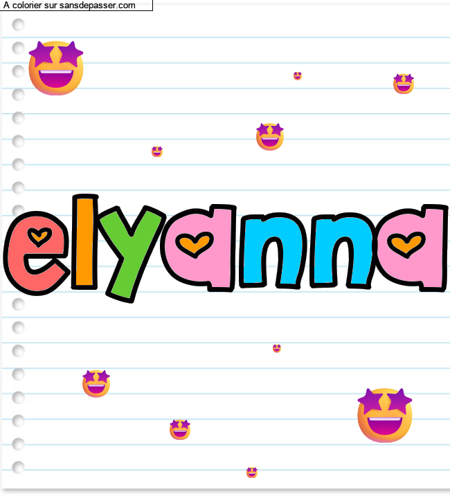 Coloriage pr&eacute;nom personnalis&eacute; "elyanna" par un invit&eacute;