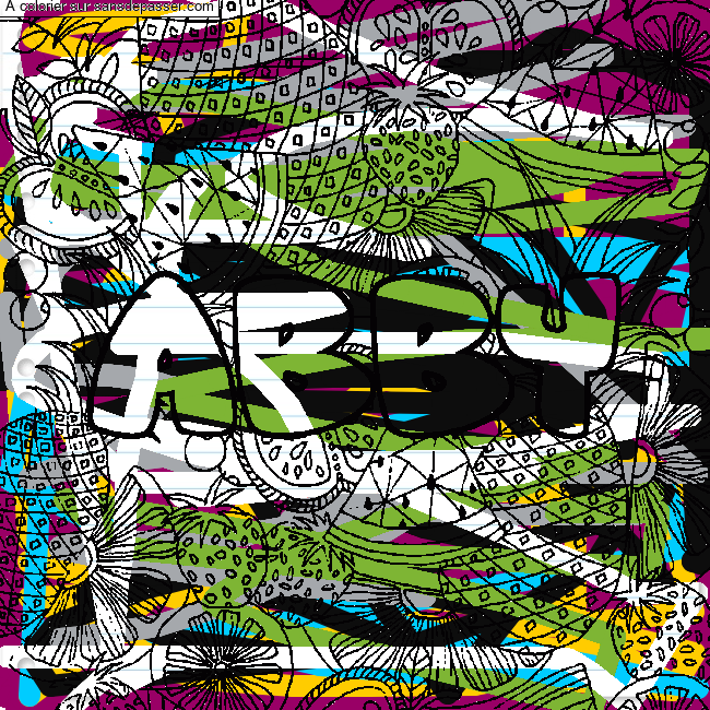 Coloriage pr&eacute;nom ABBY - d&eacute;cor Mandala fruits par un invit&eacute;