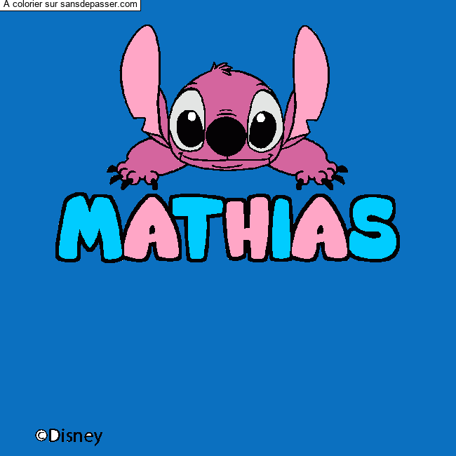 Coloriage pr&eacute;nom MATHIAS - d&eacute;cor Stitch par un invit&eacute;