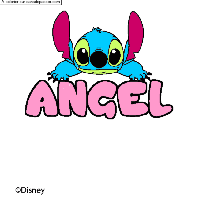 Coloriage pr&eacute;nom ANGEL - d&eacute;cor Stitch par Youyou_26